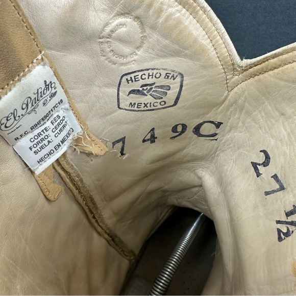 El Patron Don Julio Alligator Print Cowboy Boots Tan Beige Size Mens 27.5 US 8.5 - Picture 10 of 12